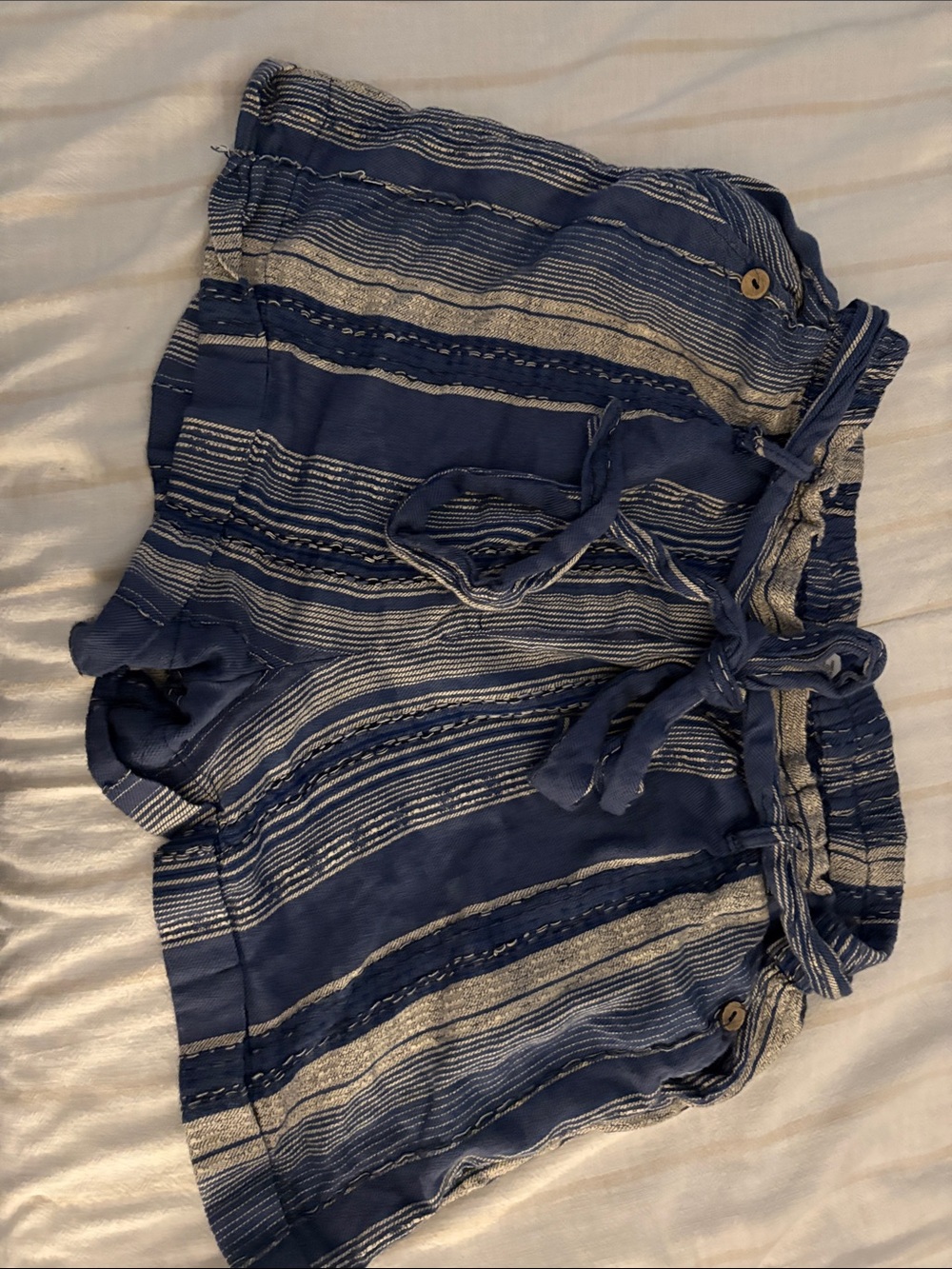 Striped Navy Blue Tie-Waist Shorts